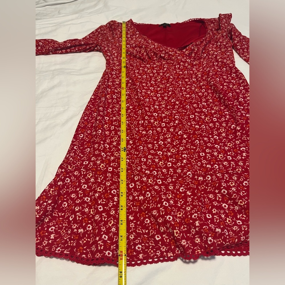 City Studio Jr. Women’s Red Floral Lace Trim Ruffle Skirt LS Mini Dress Size L - Picture 10 of 12